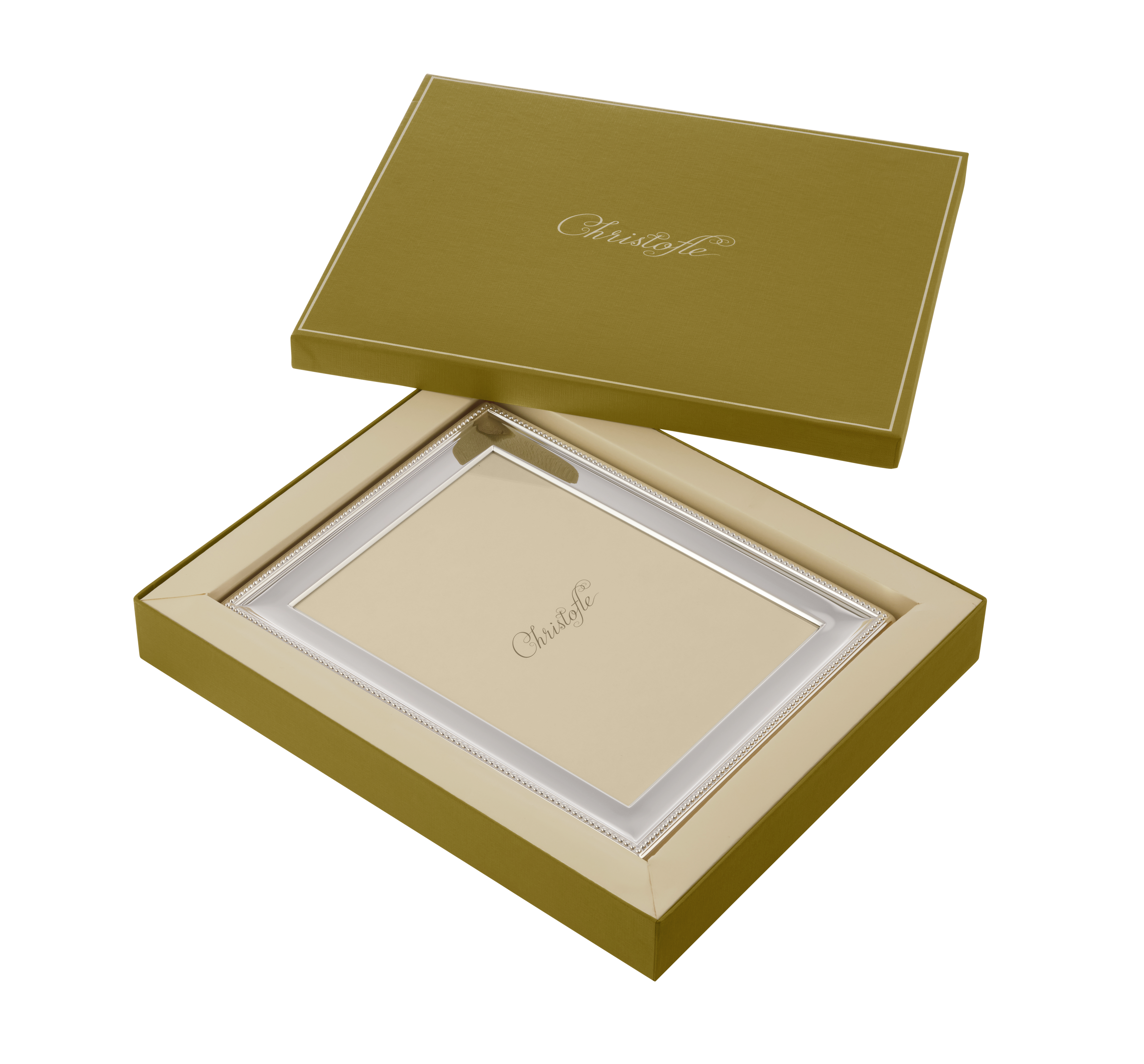 christofle フォトフレーム24x30cm パールシルバーコーティング 未使用 クリストフル シルバーコーティング加工 フォトフレーム